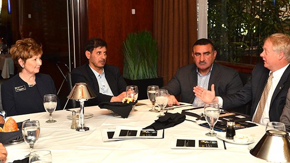 Pictured from left at Friday’s luncheon are CU Denver Chancellor Dorothy Horrell, Qatar Prime Minister Abdulla Bin Nasser Bin Khalifa Al Thani, Qatar Brigadier General Mohamed A. AL Nassr and John Sunnygard, Executive Director of CU Denver’s Office of International Affairs.