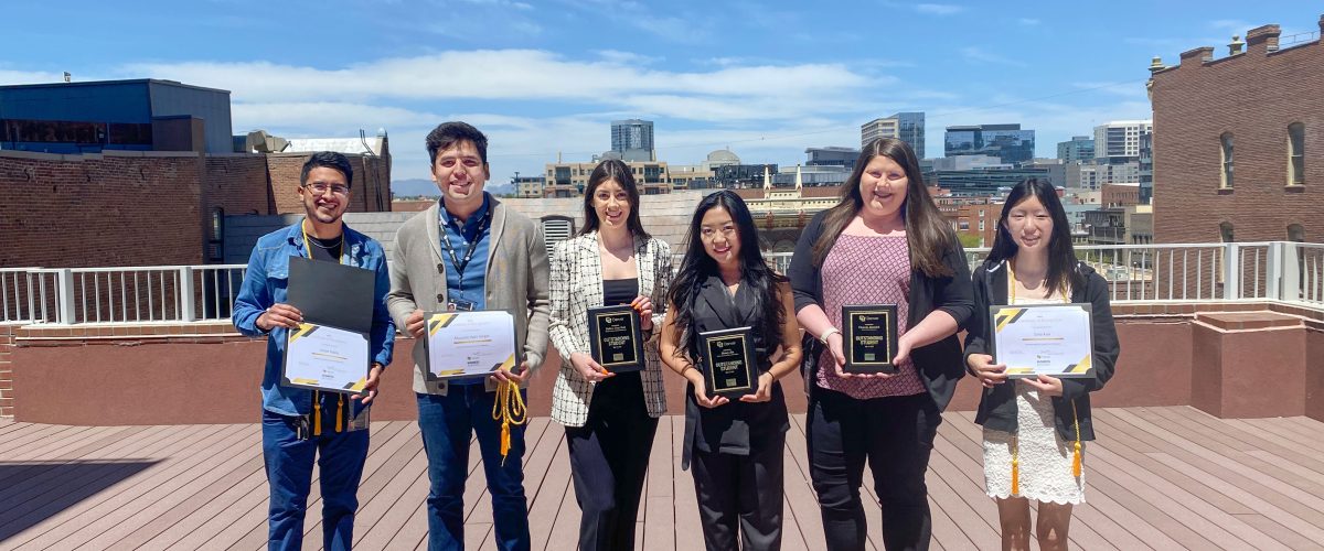 Student award winners on patio at the CU Denver Business School