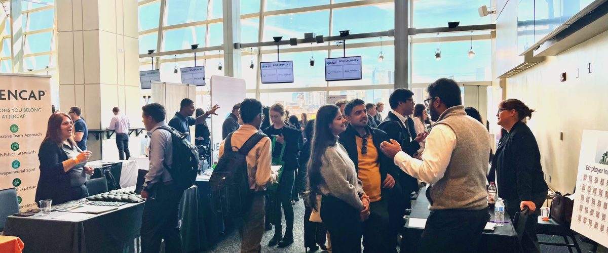 Students gather at the Career Fair at Mile High Stadium