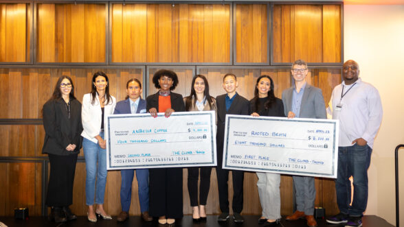 TechUp tracks participants and judges posing together